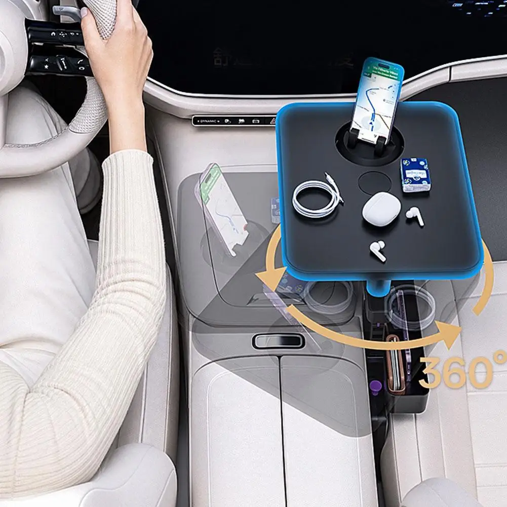 Auto-Montierter Hängender Kleiner Tisch mit Drehbarem Innensitz, Getränkehalter, Esstisch, Universeller Multifunktionaler Autotisch – Detail 16