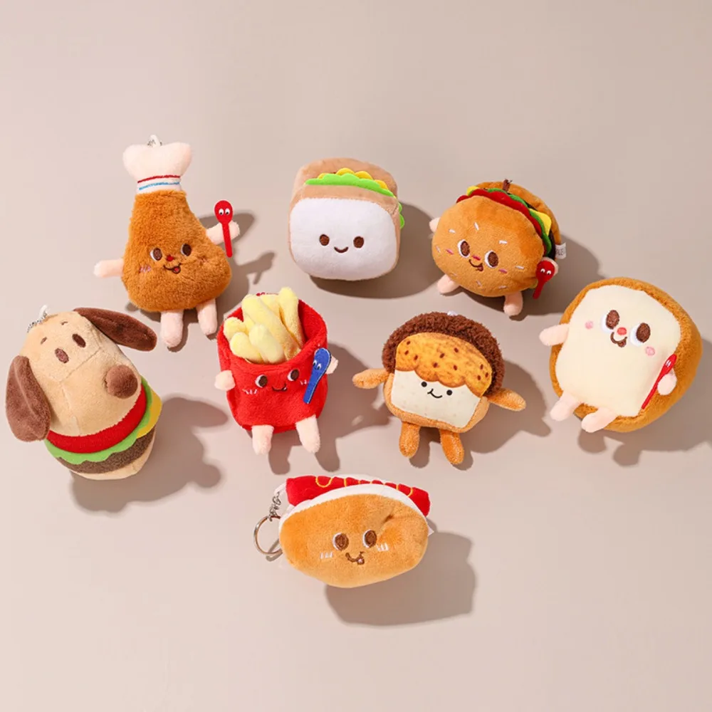 Kawaii Hamburger Keychain Chicken Leg Cheese Cute Bag Pendant Schoolbag Accessories Gifts Car Key Ring Decoration