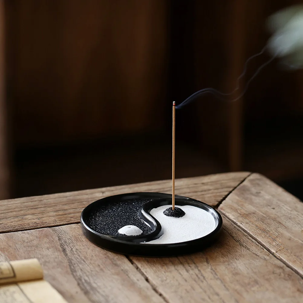 

Round Shape Tai Chi Incense Stick Burner Ceramic Holder Porcelain Censer for Home Bedroom Study Yoga Aroma Therapy Relaxation