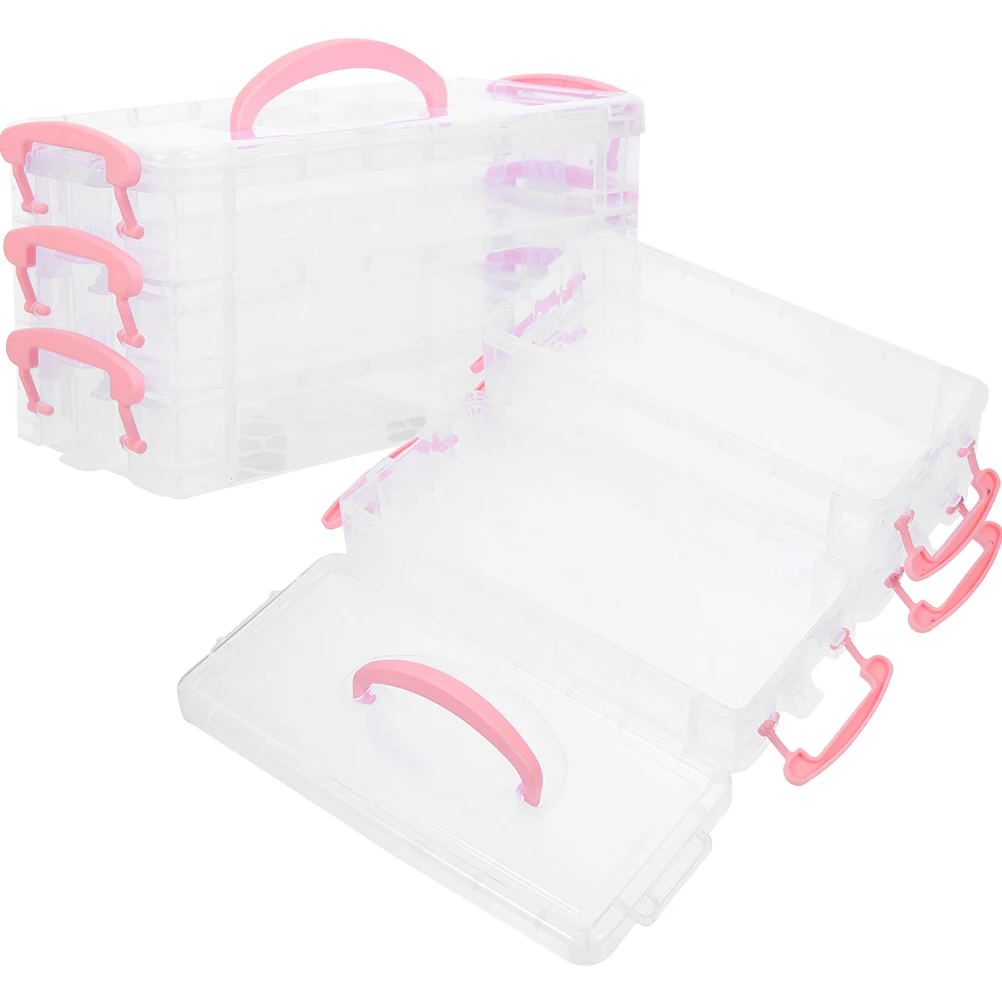

2 Pcs Large Capacity Stationery Box Transparent Design Portable Case Stackable Plastic Pencil Box For Student Kids Pen ganizers