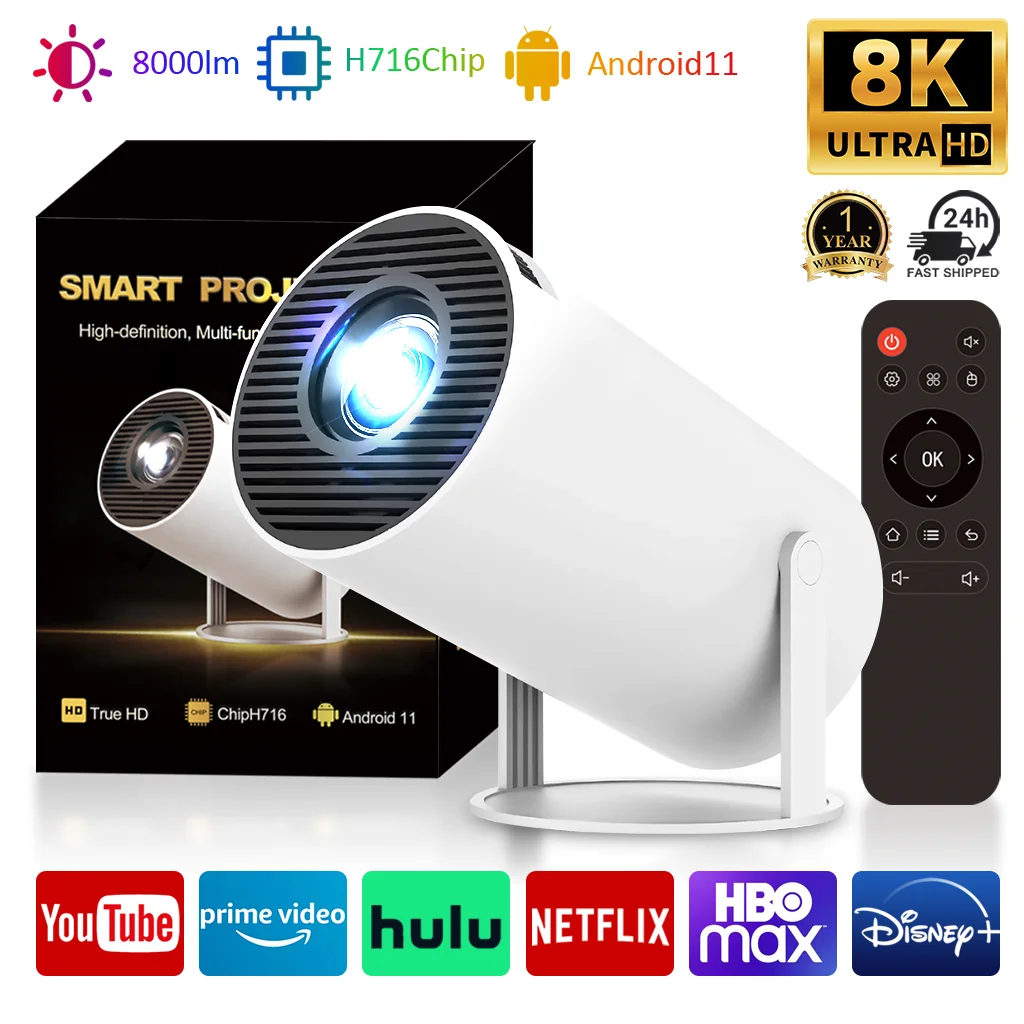 2026 New HY300Ultra Projector 720P 290ANSI LED Mini Projector Google Play Auto-Keystone Correction WiFi6 BT5.4 Home Theater