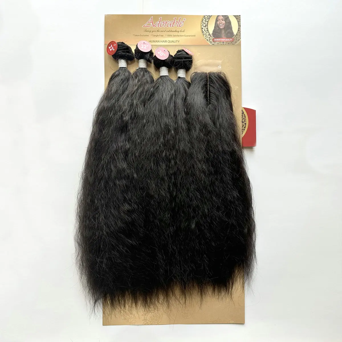 

Adorable COZY WAVY 4PCS Package Afro Kinky Straight Packet Synthetic Hair extensions Bundles With 2*4 T Part Lace Closure