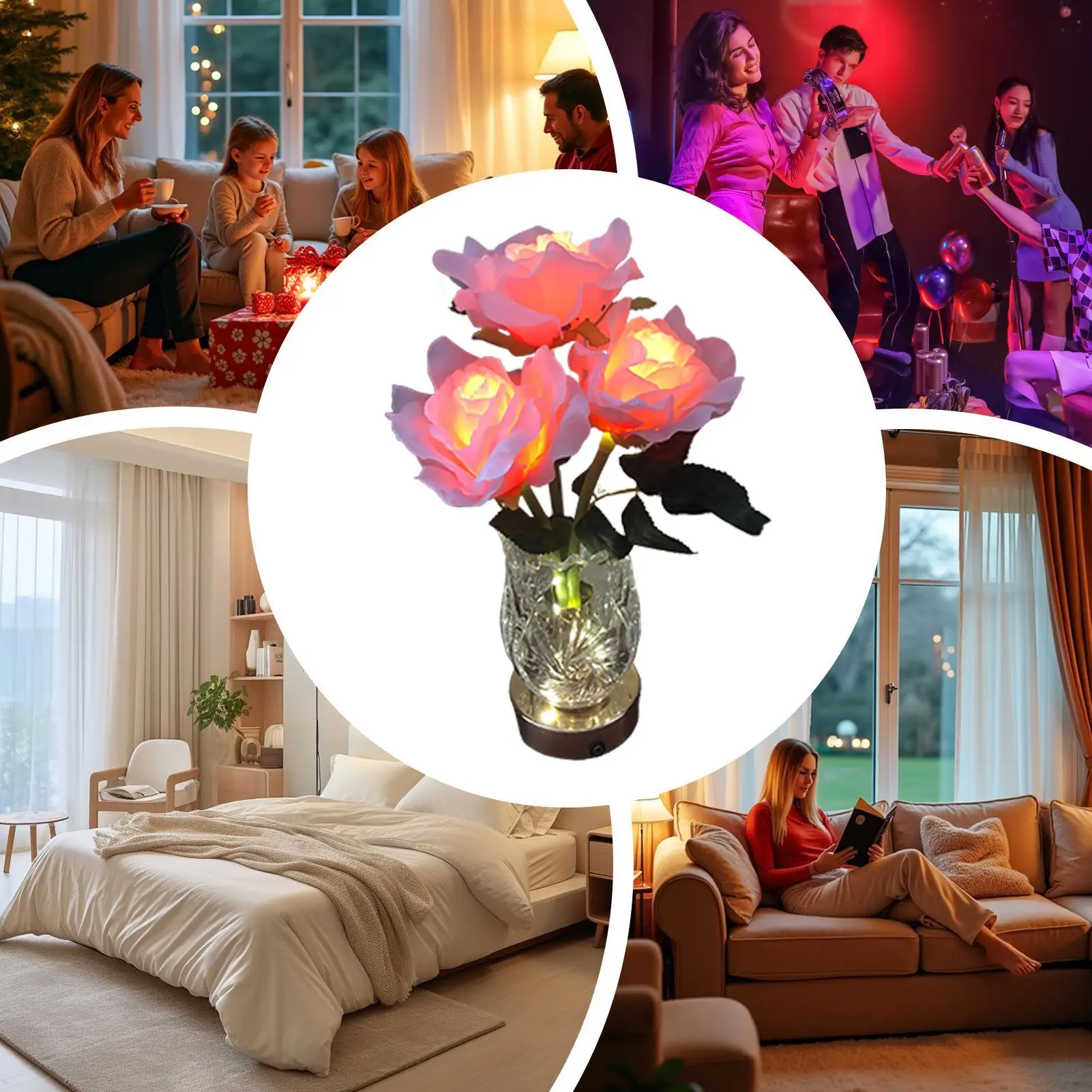 

Flower Night Light Adjustable Brightness Romantic Dinner Decor Flower LED Night Lights For Bedside Bedrooms Nursery Living Room