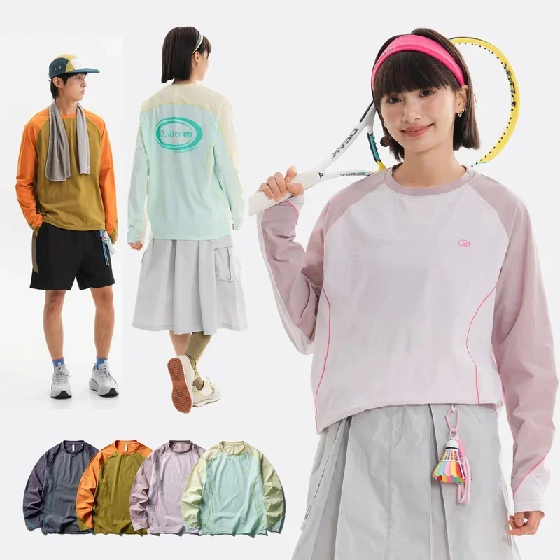 Outdoor Hiking Sport Quick Dry Long Sleeve T Shirt Men Women Streetwear Casual Fashion 3D Plaid T-shirt Fitness Tshirt