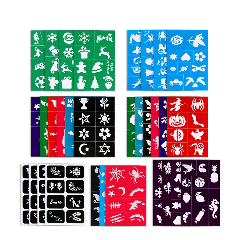 Face Body Painting Templates Tattoo Stencil Reusable DIY Drawing Stencils for Paper Stage Performances, Christmas Parties