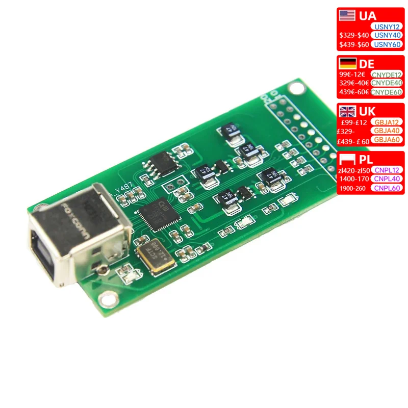 CT7601PR USB Digital Audio Interface Card PCM768 DSD512 Compatible with Xmos Italy Amanero For DAC AMP