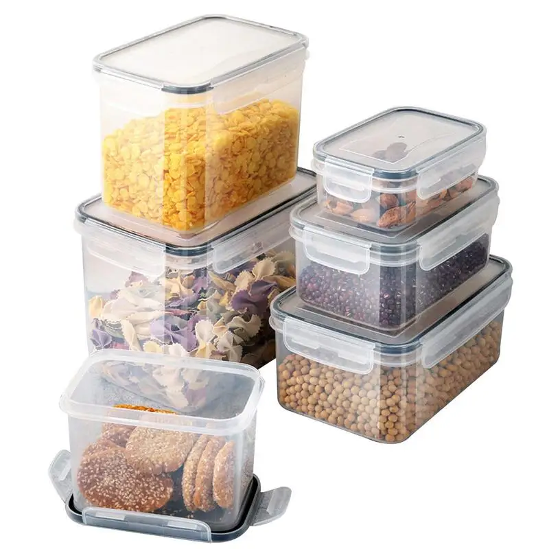 Airtight Food Containers 6X Meal Prep Lunch Box Clear Stackable Food Box Containers Portable Sealed Food Storage For Veggie