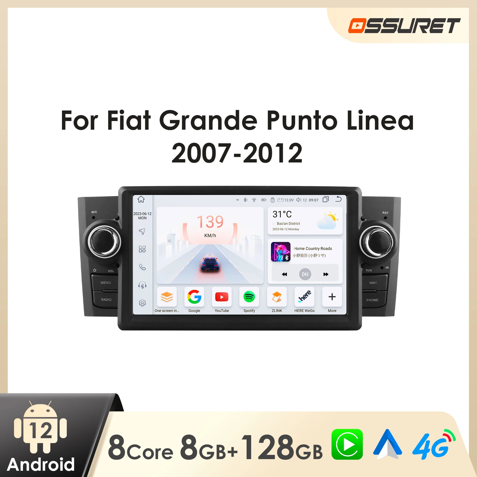 Android Car Radio for FIAT Grande Punto Linea 2007-2012 Multimedia GPS Android Auto Carplay 7862 Car Intelligent Screen Player