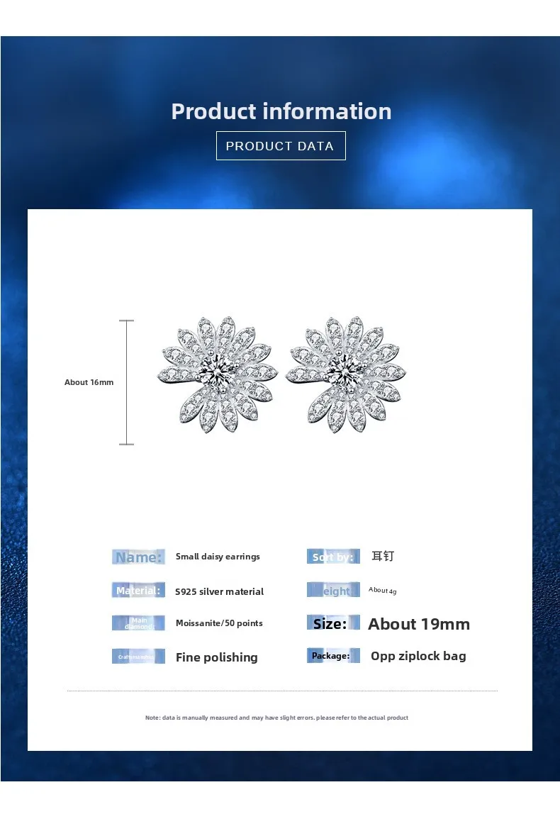 أقراط S925 من الفضة الإسترليني 1CT D اللون مويسانيتي ديزي للنساء، هدية مجوهرات رائعة. #5
