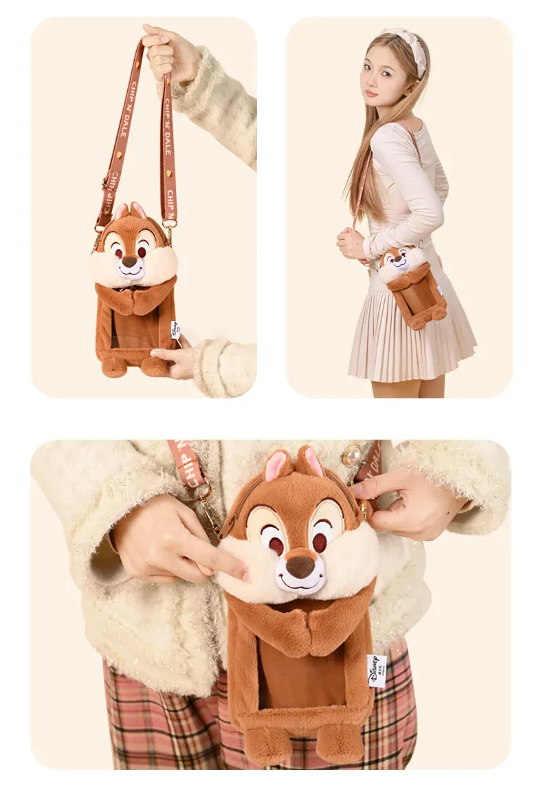 

Disney Strawberry Bear Chip Dale Plush Cartoon Crossbody Phone Bag Gift Small Capacity Portable Bag