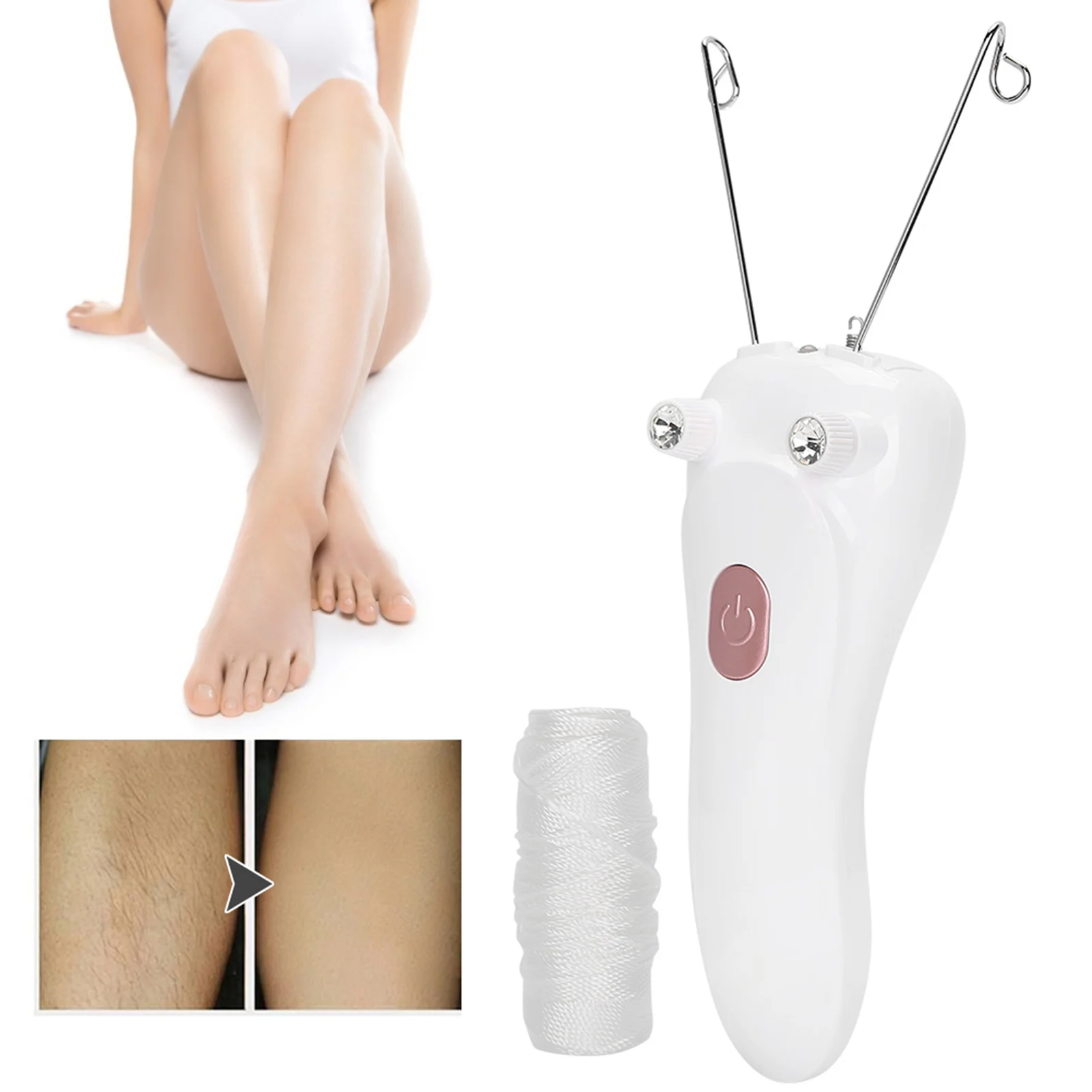 Electric Threading Epilator Physical Depilation Cotton Hair Remover for Hairs on The Upper Lip Chin Cheeks Sideburns for Face