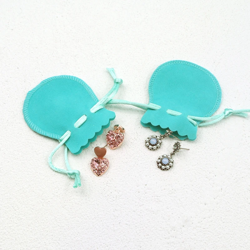 

5 PCS/Batch Velvet Gift Bag Drawstring Nylon Rope Earrings Necklace Ring Packaging Wedding Christmas Candy bag