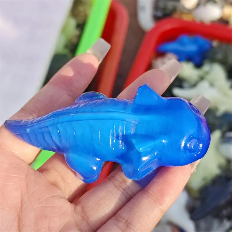 Natural Blue Opalite Salamander Carving Energy Gem Reiki Healing Home Decoration Gift Collection 1pcs