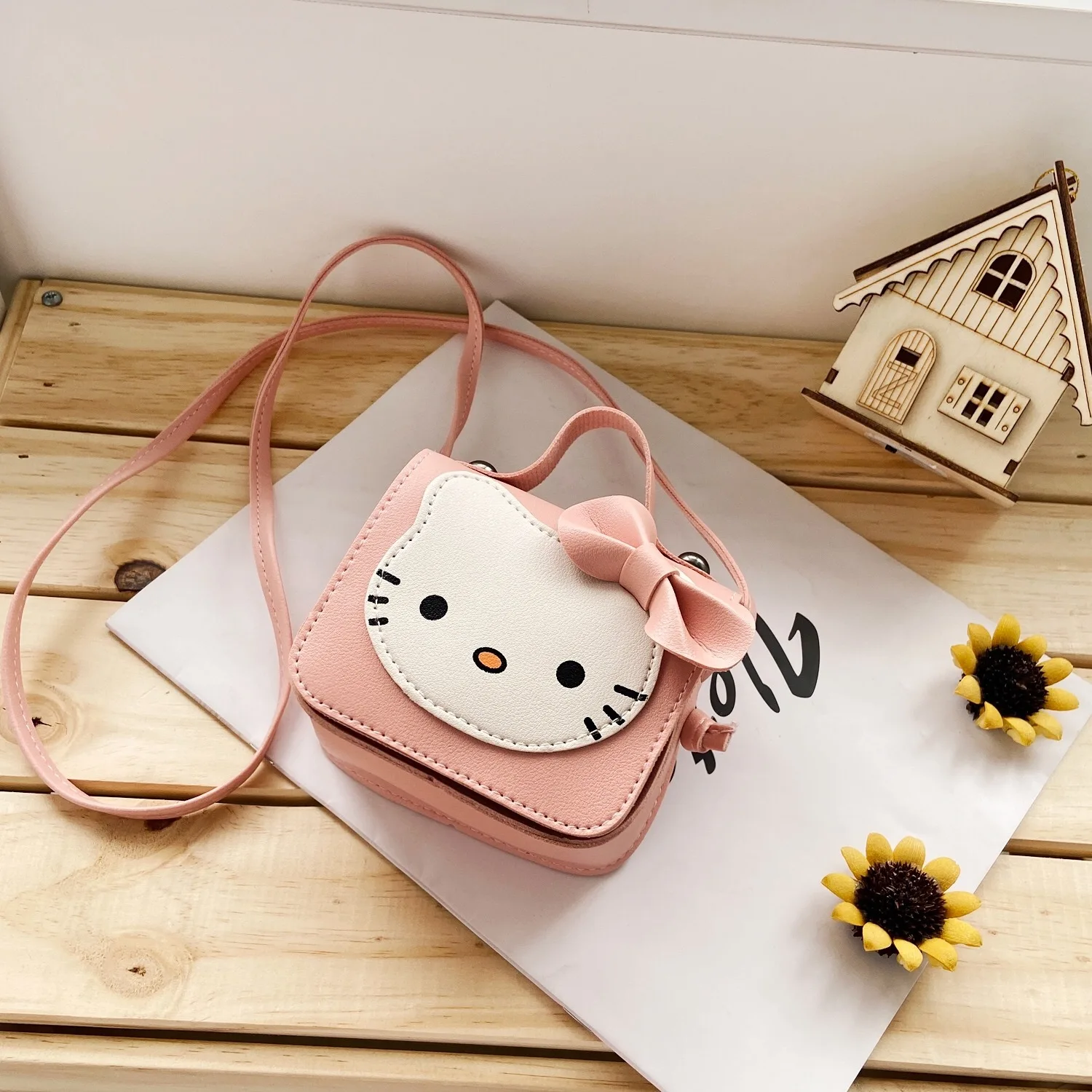 Sanrio Hello Kitty Kawaii Cute PU Shoulder Bag New Fashion Trendy Women's Crossbody Bag with Bow Perfect Gift for Girlfriend image 6