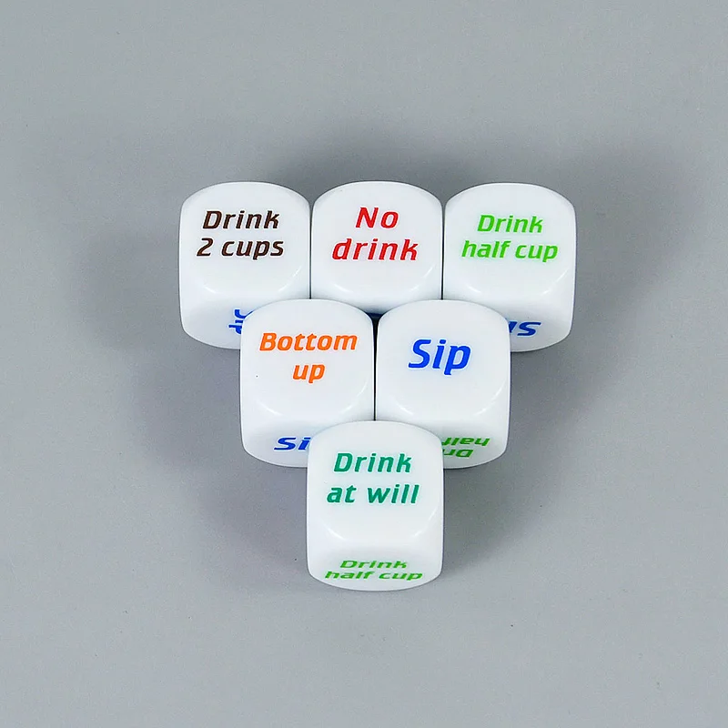 2pcs Acrylic English Dice Corner Adult Party Playing Game Drinking Wine Dice Bar KTV Party Decoration Entertainment Supplies