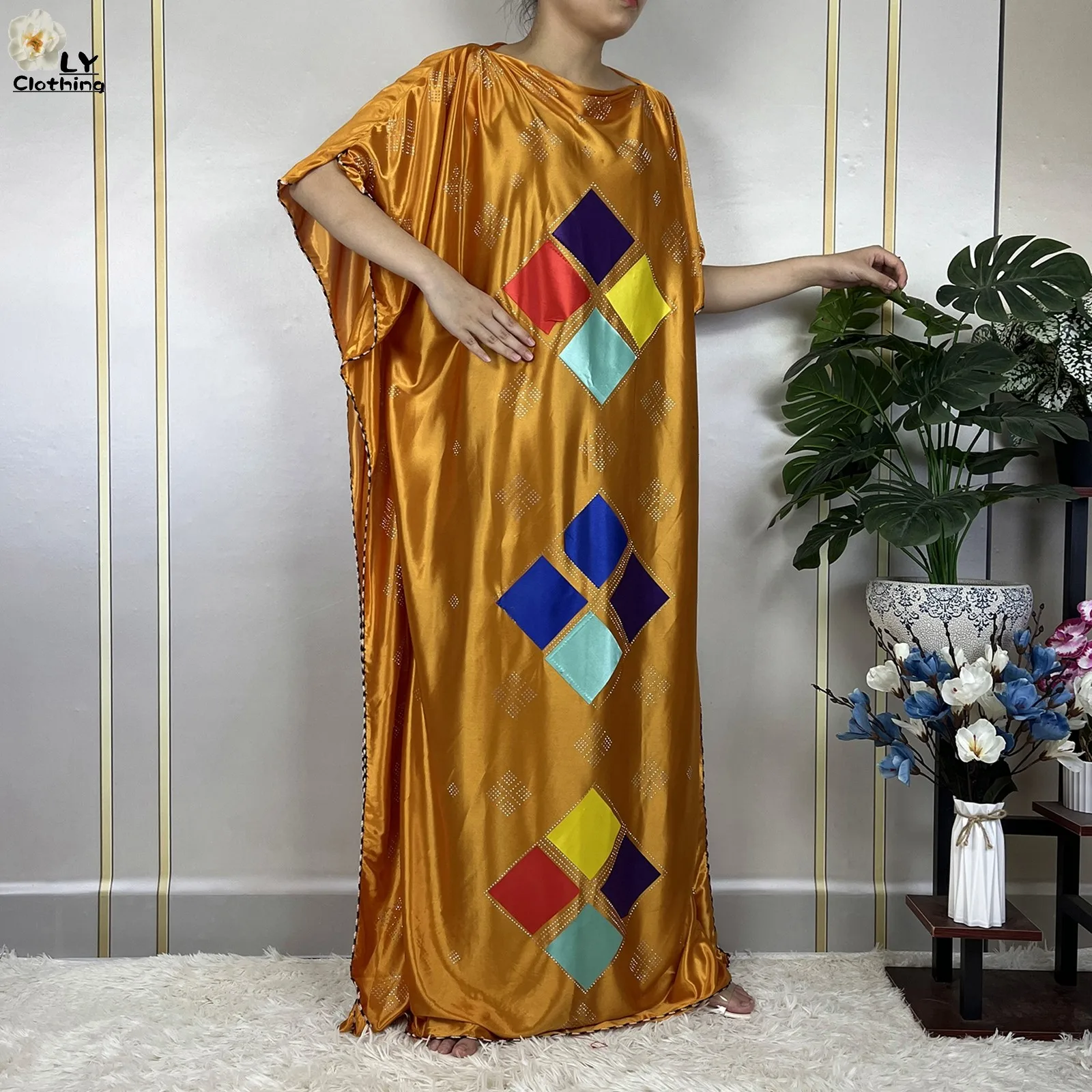 African Abaya Summer Short Sleeve Women Robe Dashiki 2023 New Dubai Women Soft Cotton Diamonds Dress Turkey Islamic Clothes