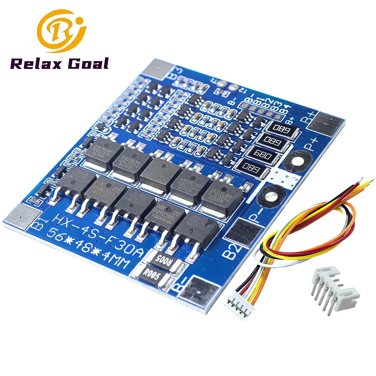 4S 14.8V 30A Li-ion 18650 Lithium Battery BMS Packs PCB Protection Board with Balanced 12.8V Lithium Iron Phosphate HX-4S-F30A