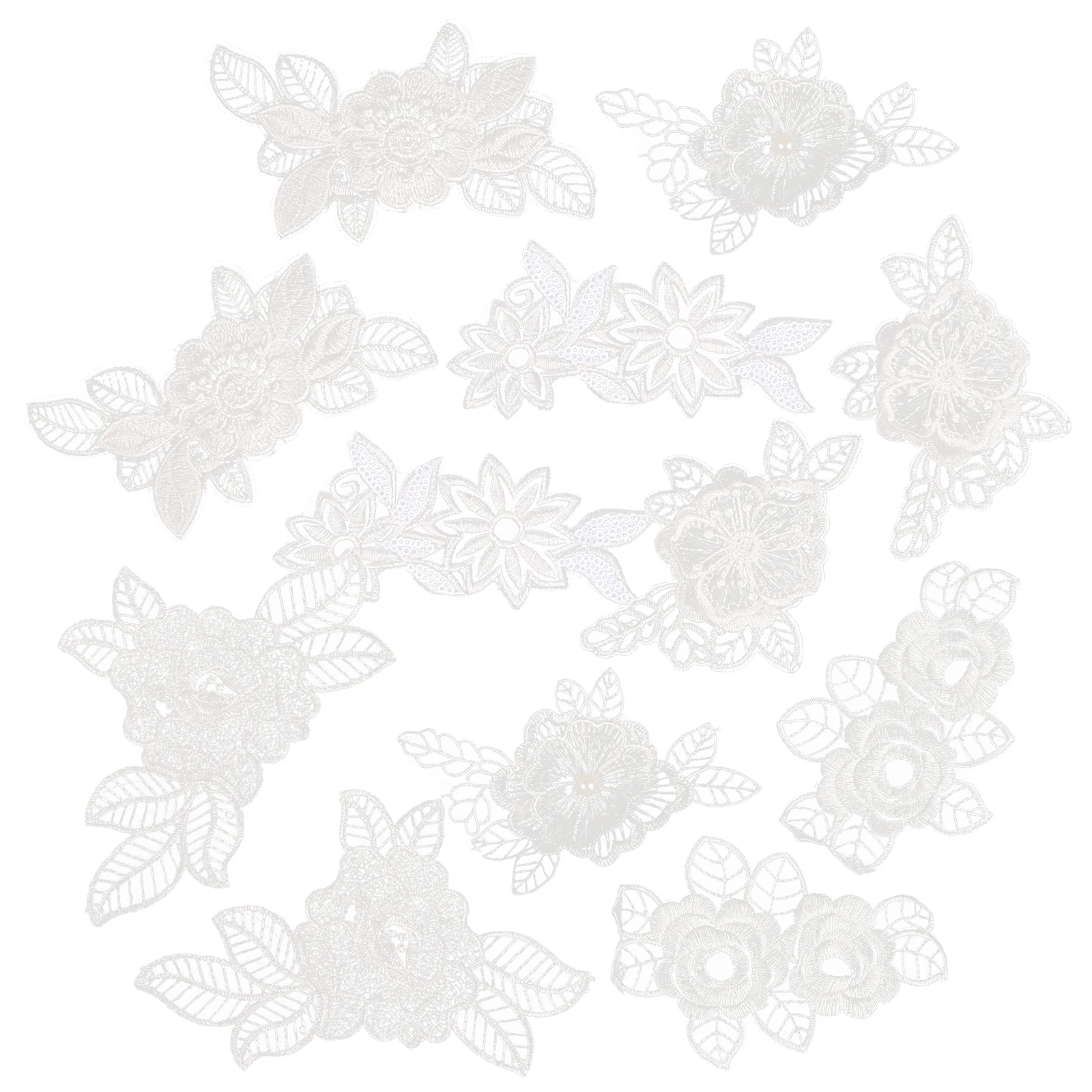 

12pcs Clothing Appliques Polyester Floral Lace Digging Repair DIY Embroidery Craft Decorations For Clothes Hat Auxiliary