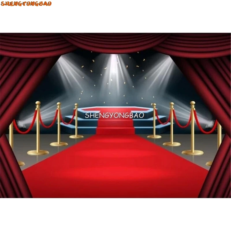 Scène rouge avec tapis rouge Photographie Toile de fond Cérémonie de remise des prix ixGrad Bal Décoration Photo Studio Fond Photocall JU-02