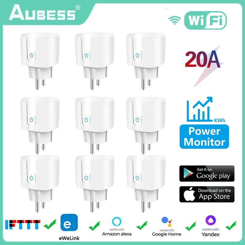 eWelink WiFi Smart Plug 20A Smart Socket With Power Monitoring Timing Function Voice Control Work with Alexa Google Home Yandex