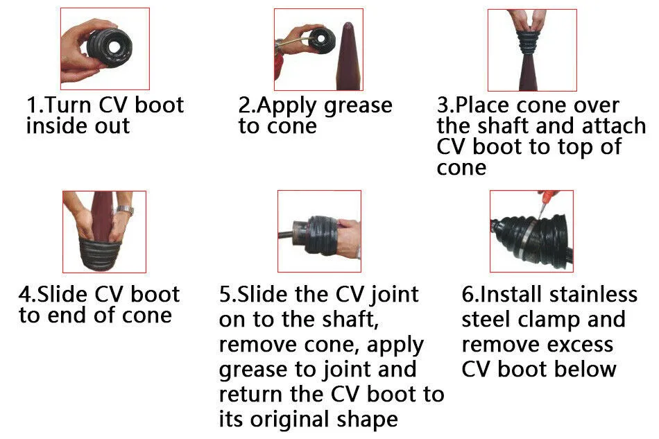 CV Boot Mounting Cone Tools, Universal, Usado para instalar o estiramento, Capa contra poeira, CV Joint, Acessórios do eixo de transmissão