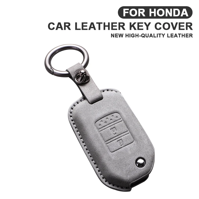 

Leather Car Key Case Cover For Honda Civic CR-V HR-V Agreement Jade Crider Odyssey 2015-2018 Leather Keychain Holder Accessories