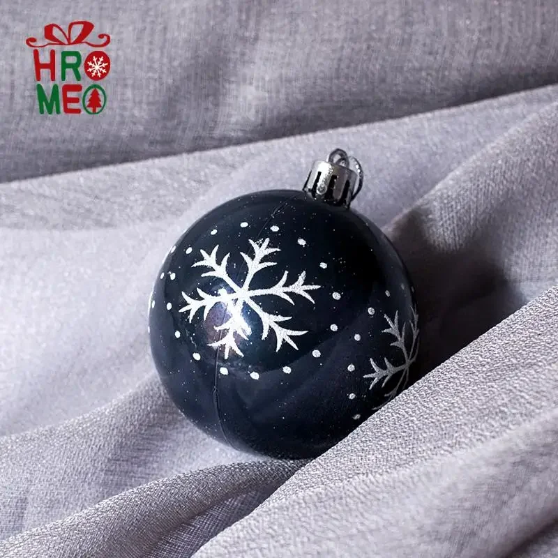 8cm Snowflake Christmas Ball Painted Hand-painted Black Grey Christmas Ball Christmas Decoration Pendant