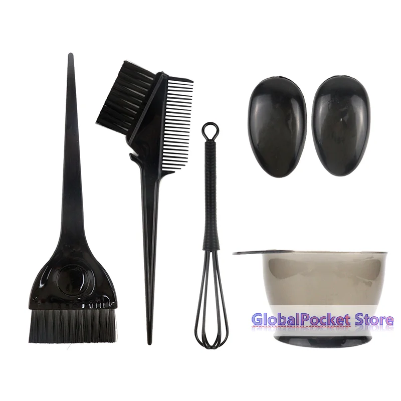 [TG823]6 Pcs Hair Coloring Brush Hook Needle Professional Color Dye Highlighting Reusable Set Frosting Dyeing Tools Beauty Salon