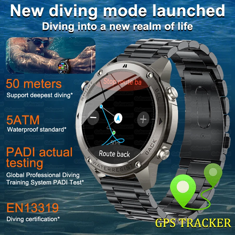 

2026New Military GPS Outdoor Smartwatch Men 1.43'' AMOLED HD Screen Bluetooth Call Heart Rate 5ATM Waterproof Sports Smart Watch