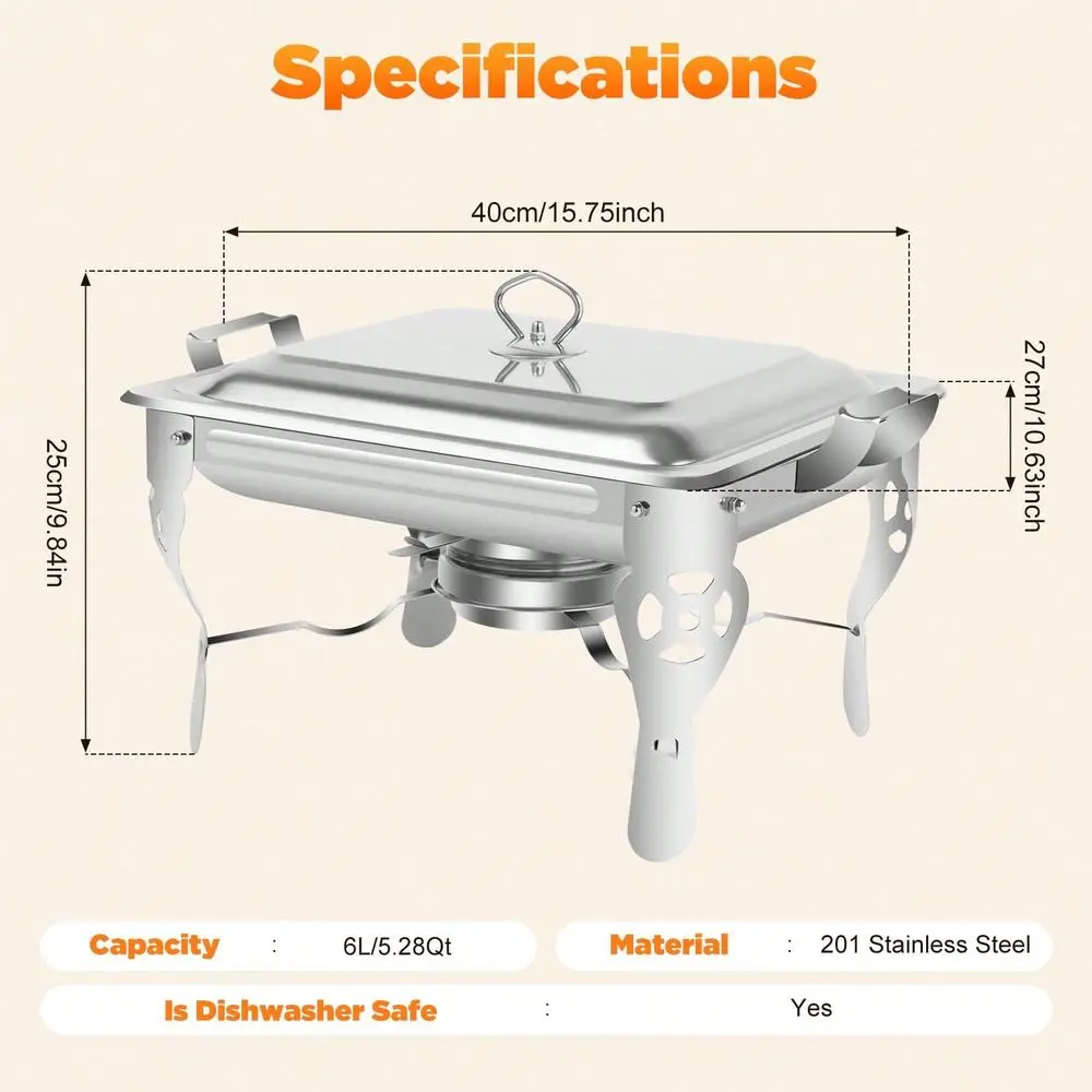 Chafing Dish Buffet Set Of Pack,Stainless Steel Chafer Food Warmers With Clear Glass Lid & Holder, Buffet Servers & Warmers For Restaurant, Hotel, Wedding
