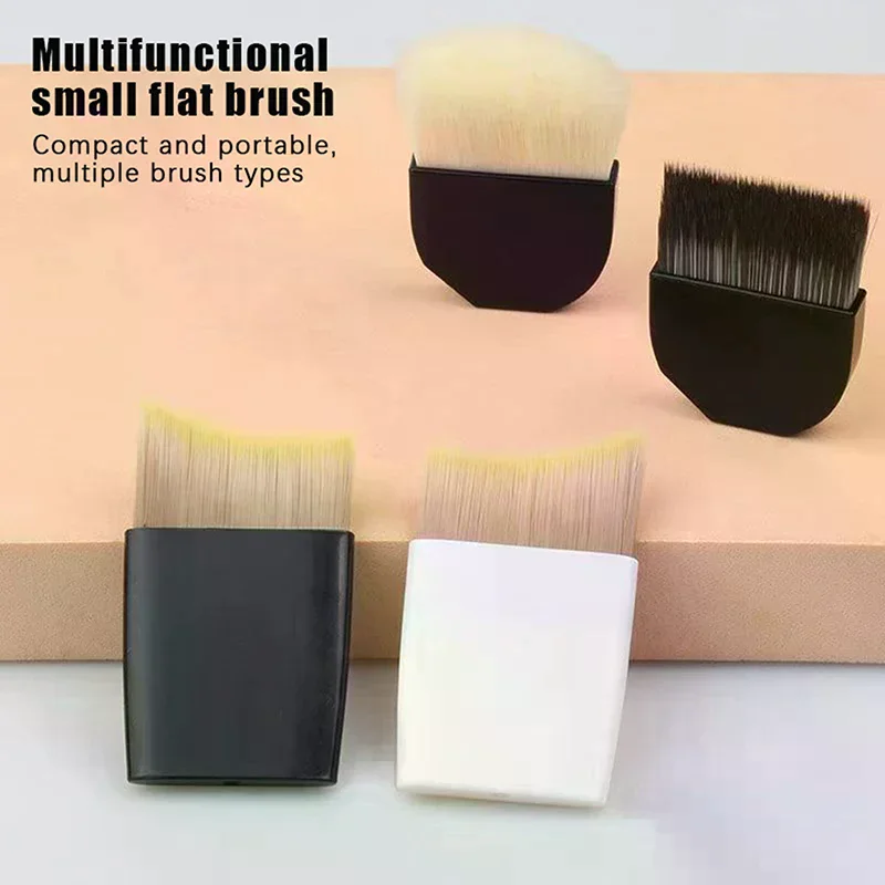 1 Uds. Cepillo de base ultrafino de una línea, cepillo para máscara en forma de media luna, mango corto, cerdas suaves y esponjosas, herramienta de belleza profesional