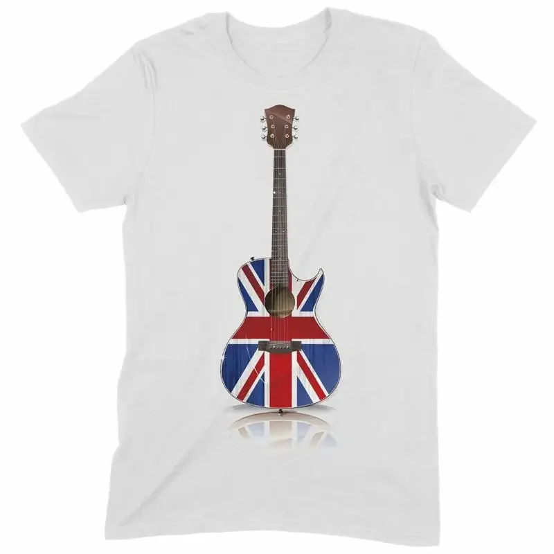 Camiseta de guitarrista para hombre Union Jack Acoustic Guitar Britpop