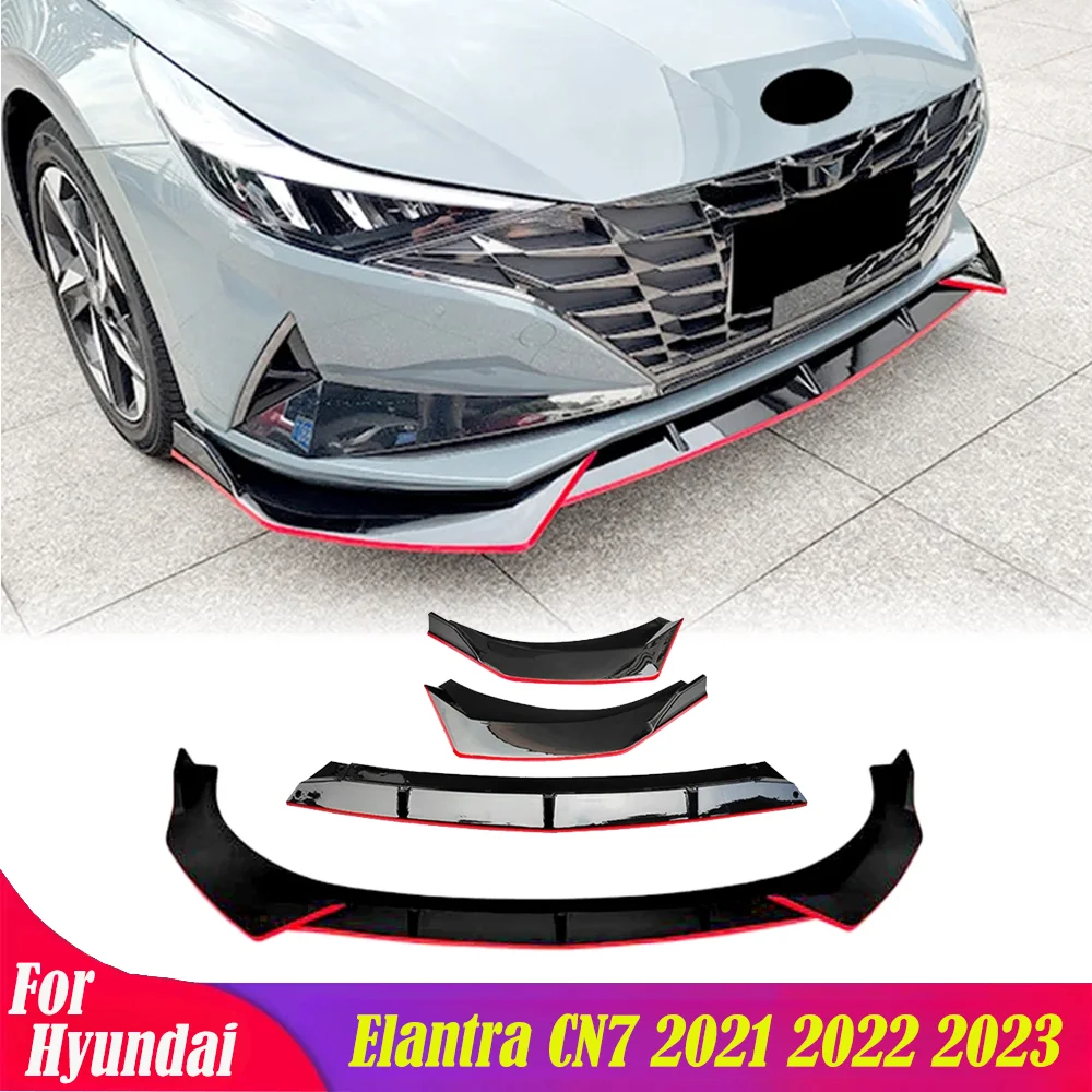 

3PCS Front Bumper Lip Spoiler For Hyundai Elantra CN7 2021 2022 2023 Lower Blade Splitter Sports Exterior Trim Body Kitc