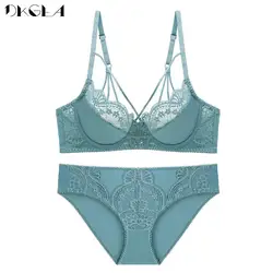 Top Bandage Sexy Underwear Set Plus Size Brassiere Ultrathin Women Lingerie Transparent Lace Bra Set Embroidery High Quality