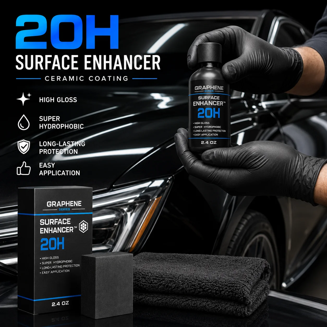 Graphene Ceramic Car Coating Kit - Universal Professional Car Beauty, High Gloss Car Paint Protection, Long-Lasting Gloss
