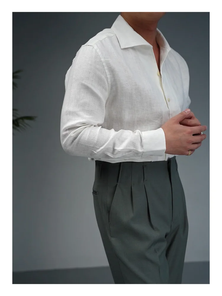 

Summer Men's Linen Long Sve irt Casual Thin Sle Busin Casual Breathable Iron Free Wet Sand irt Faionable Urban ...