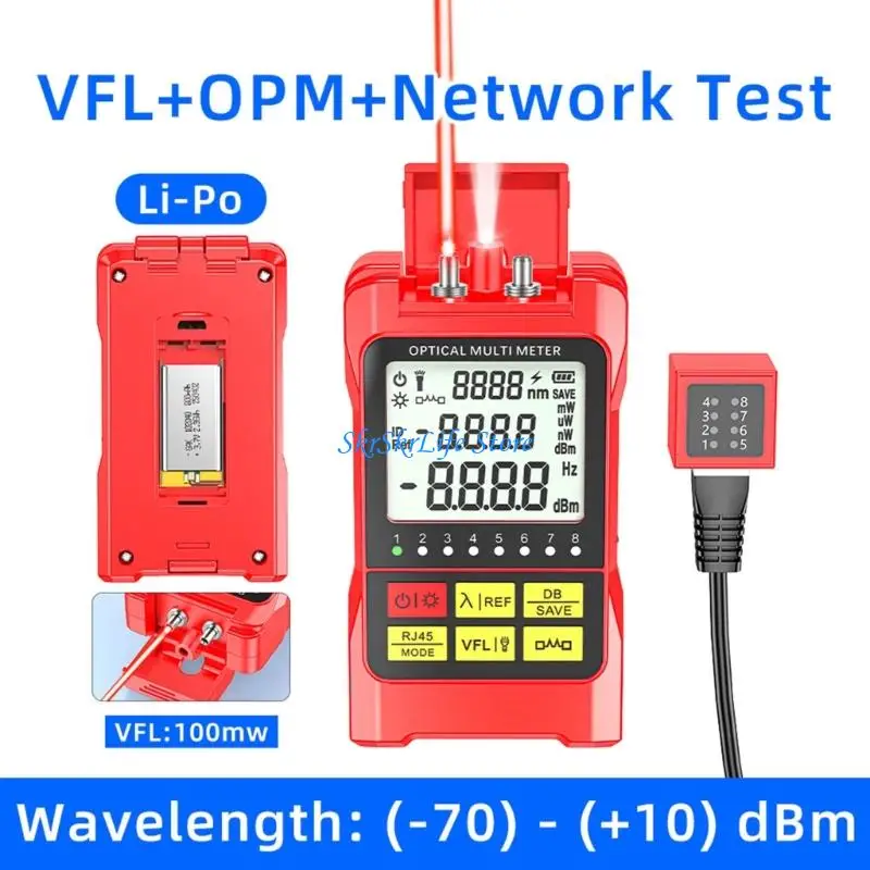 E65E 15/30/50/100 Mw Fiber Optically Power Meter RJ45 Tester Wire Tracking