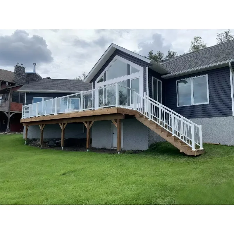 Modern Aluminum Alloy Glass Balcony Balustrade Stair Railing Rust Resistant Floor Mounted for Villa Clamp Included 5+ Year