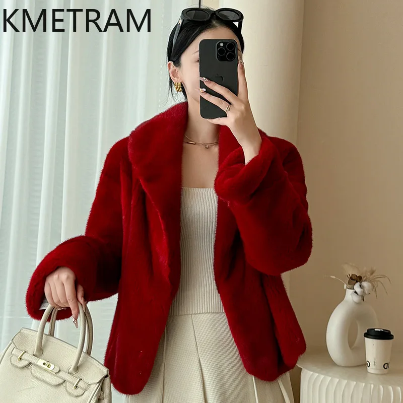 Natural Mink Fur Coat Woman Luxury Red Short Real Fur Jacket High Quality Winter Women Clothing Furry Jackets 2025 шуба женская