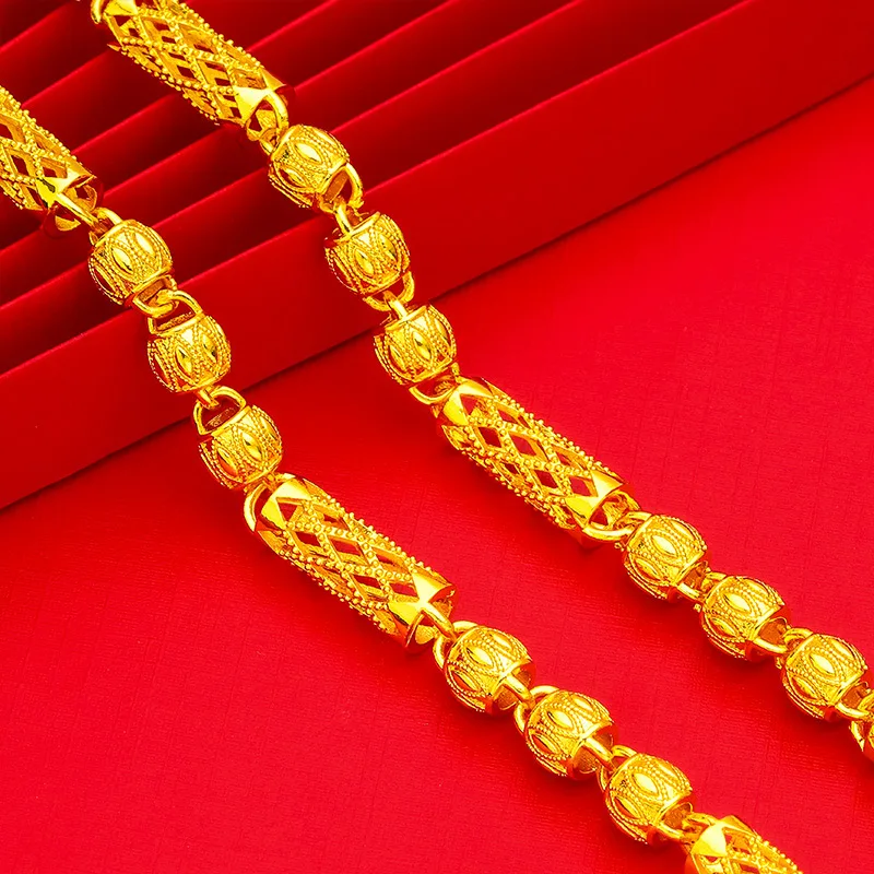 Lucky Gift 8mm 60cm Walnut Necklace For Men 24K Gold AU999, Blessing Commemorative Men Present