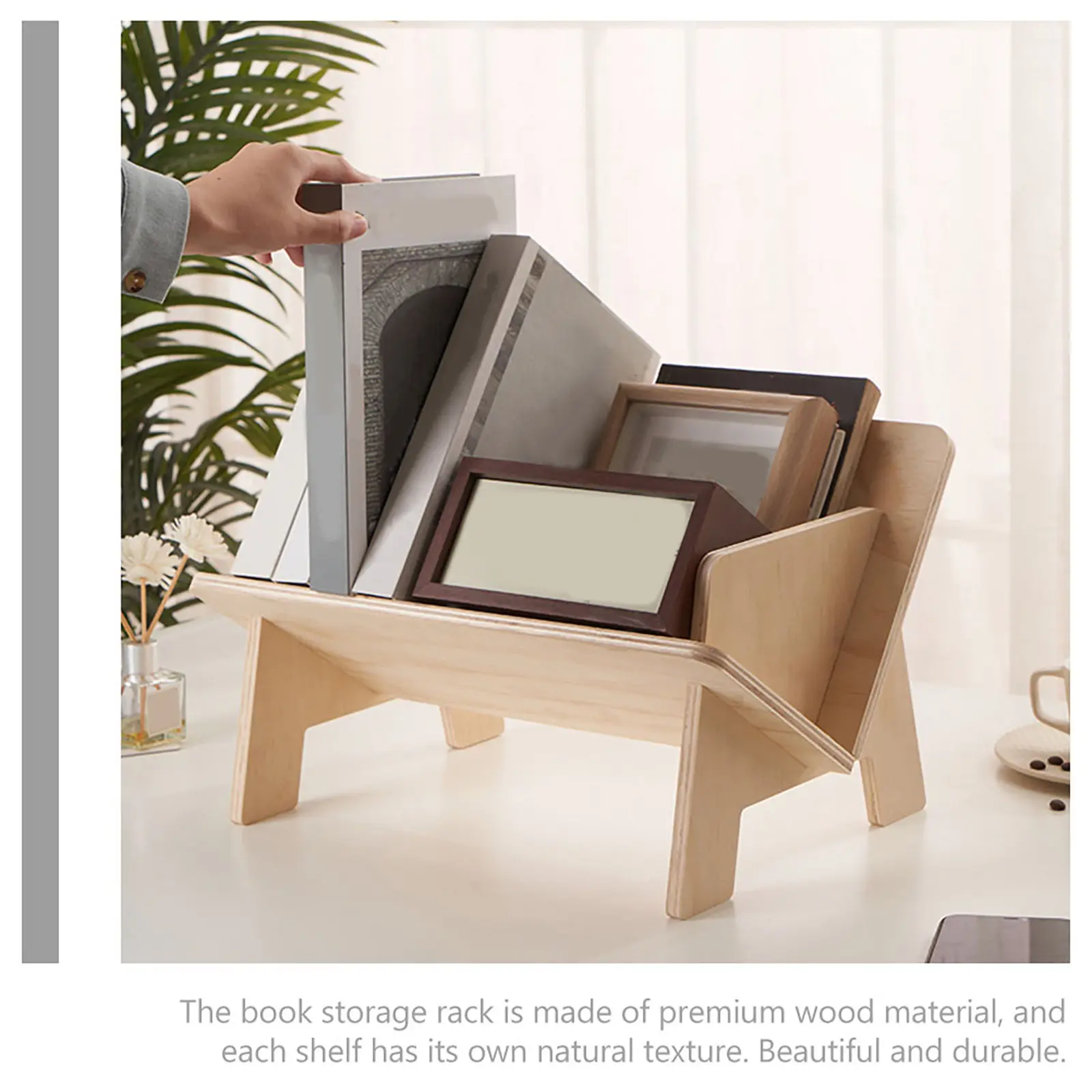 File Folder Document Organizer Desktop Display Shelf Office Desk Book Storage Rack Natural Finish