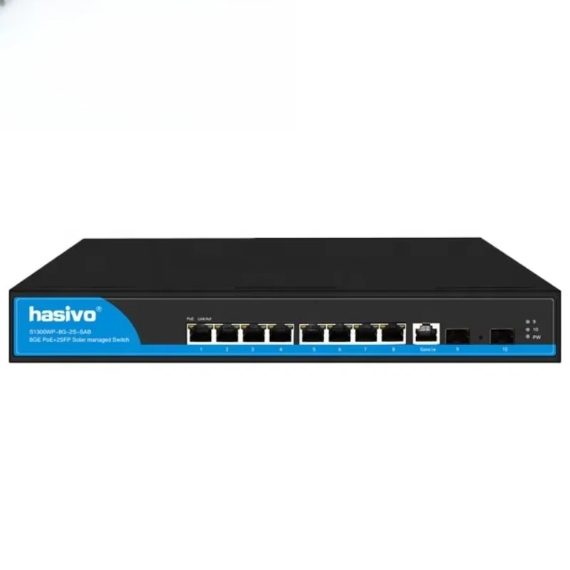 8 Port PoE Managed UPS Switch with 2 Gigabit SFP Charging Discharging PoE Switch 24V/48V Solar  Panel Input