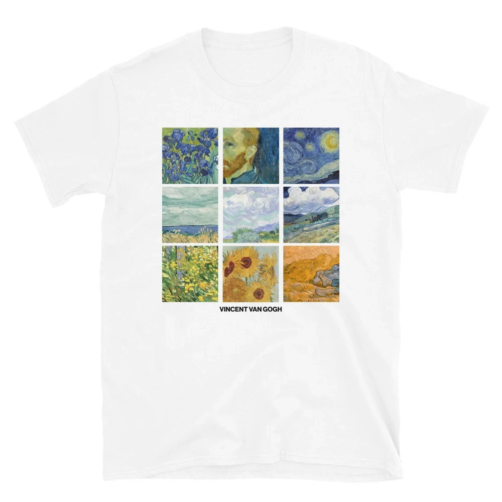 Vincent Van Gogh Grid Unisex T-Shirt Van Gogh Art Tee Grunge Aesthetic Clothing Art Lover Famous Old Painting Tumblr Aesthetic