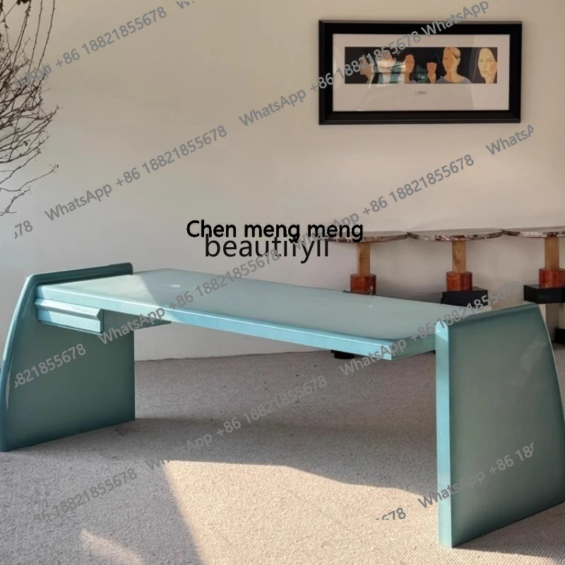 

Medieval solid wood, green desk, home desk, Nordic retro art desk, workbench H H