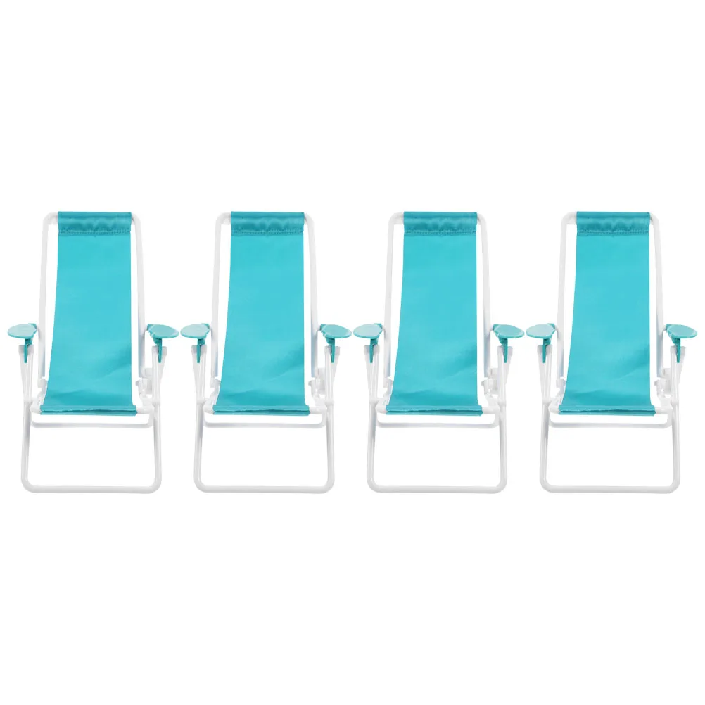 4 szt. Przenośne Krzesło Plażowe Małe Składane Miniaturowe Dekoracja Domku dla Lalek Krzesła do Opalania Składane Meble