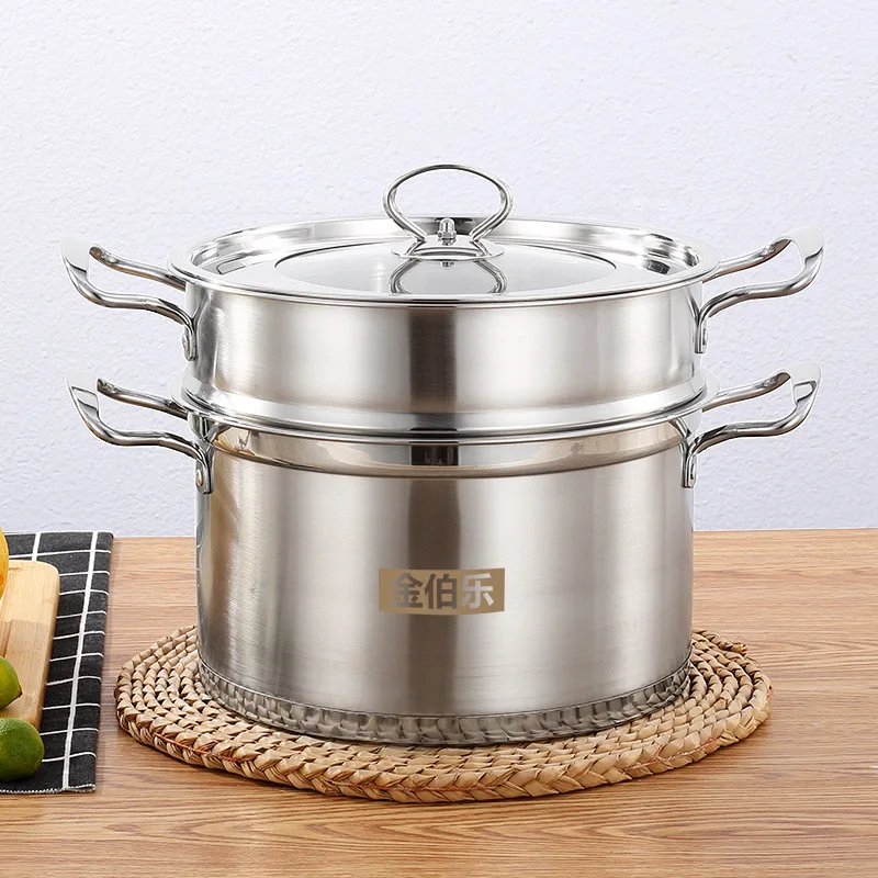 Stainless steel rectangular steamer double bottom non-magnetic European steamer double decoction gift pot wholesale