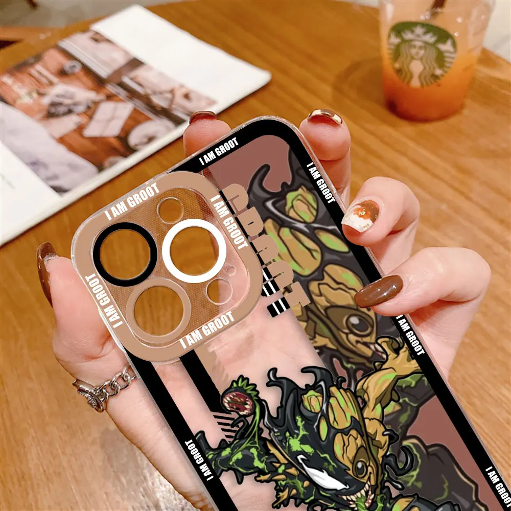 Funda de teléfono Marvel Cute Baby Groot para Samsung A02 A03S A03 A04 A05 A05S A06 A7 A10 A12 A13 A14 A15 A16 NOTA 10 20 funda transparente