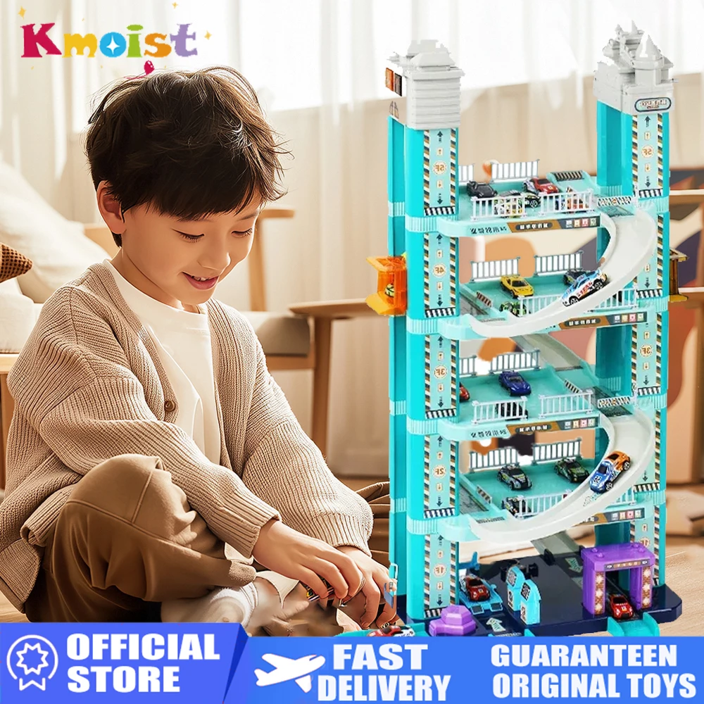 Six-layer Parking Lot Set Cars Mini Alloy Car Toy Automobile Building Electronic With Manual Slide Control Kids Play Toys Gifts