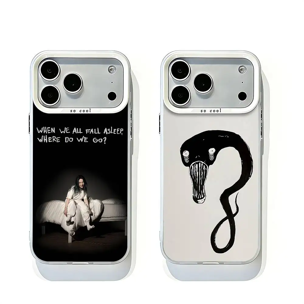 

When We All Fall Asleep Where Do We Go White Matte Large Lens Frame Cover For iPhone 12 11 14 13 17 16 15 Pro Max Mini Plus E