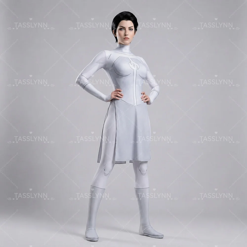 Eve Invincible Cos Costume, Full‑Coverage Zentai with Integrated Gloves Foot Covers & Skirt for Comic‑Con view 4